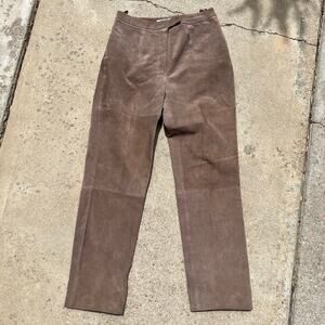 Vintage St. John's Bay Tan Straight Leg High Rise Genuine Leather Pants Size S